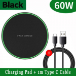 Kaasaskantav uusim 60 W &uuml;likiire Qi juhtmevaba laadimispadi iPhone 14 13 12 11 X Pro Max jaoks Samsung Galaxy Huawei Xiaomi juhtmevaba laadimisdokk 30W must