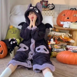 Multikas nahkhiiremantlid pl&uuml;&uuml;sis pidžaamad sametist &ouml;&ouml;s&auml;rk pikkade varrukatega &ouml;&ouml;kleit Halloweeni peokleit vampiiri cosplay kost&uuml;&uuml;m L