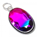Bi-Color Tourmaline Gemstone Handmade 925 Sterling Silver Pendant 2.36 r5y74