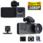 Uus 1080P HD Night Vision autos&otilde;idusalvesti 3-kanaliline kaamera videosalvesti DVR Black Box topeltobjektiiviga tahavaatekaamera HD-tagurduspildiga 2 Camera