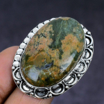 Ocean Jasper Gemstone handmade 925 Sterling Silver gift Jewelry Ring Size 9 a9L86