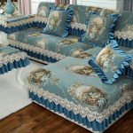 Euroopa tikandid pitsist diivanikate libisemiskindlast &scaron;enillkangast diivanipadi Four Seasons universaalne padjap&uuml;&uuml;ri kate k&auml;etoe r&auml;tik 30x50cm pillowcase j&auml;rve sinine v&auml;rv