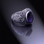 Natural Amethyst Gemstone Handmade 925 Sterling Silver Ring Size 7.75 d2h01