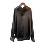 Naiste kevad-s&uuml;gis s&auml;rk siidine satiin p&ouml;&ouml;rdman&scaron;etiga &uuml;he n&ouml;&ouml;biga pehme hingav pikkade varrukatega l&otilde;dva l&otilde;ikega ametlik &auml;ri OL t&ouml;&ouml;le s&otilde;itmise pluus S must