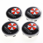 4 x 60 mm Umbrella Corp logoga autoratta keskosa rummukorgid tolmuvastased katted must