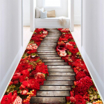 3D stereoskoopiline lille- ja rohukoridor pikk vaip kerge luksus esiku vaip libisemiskindel jooksvaip pastoraalne tee trepimatt W120*H200CM