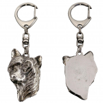 Chinese Crested Dog, Puff - Silver-plated key ring with a dog in a gift box, handbag decoration, backpack pendant by Art-Dog brand