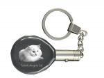 Turkish Angora Cat - Fob with cat photo, crystal key ring in gift box, unique gift by Art-Dog brand