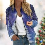 Naiste jope pikkade varrukatega kerge t&otilde;mblukuga k&auml;rbitud lilledega tr&uuml;kitud &uuml;ler&otilde;ivad vabaaja taskutega tepitud jakk XL