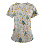 Naiste moeprindiga l&uuml;hikeste varrukatega V-kaelusmustriga topsid Taskuga t&ouml;&ouml; T-s&auml;rgid XXXL sinine