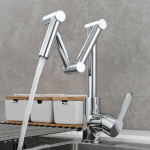 K&ouml;&ouml;gipoti t&auml;iteaine kraan Harjatud kuld Kokkupandav k&ouml;&ouml;gisegisti kuum ja k&uuml;lm &uuml;he auguga valamu kraan P&ouml;&ouml;ratav kokkupandav tila kroom kullast messing