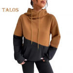 Lady Fall Winter Hoodie Colorblock Pingutusn&ouml;&ouml;riga kapuutsiga pikkade varrukatega elastsed k&auml;tised ja all&auml;&auml;r suure taskuga, paks sportlik fitness-top S pruun