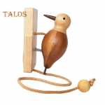 R&auml;hni uksekell puidust k&auml;sitsi valmistatud isekleepuv Woodpecker Door Knocker Vintage Bird Door Koputusseade esiukse ruumiuksele vana puu v&auml;rv