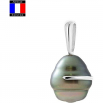 Compagnie G&eacute;n&eacute;rale des Perles &ndash; ehtsa Tahiti p&auml;rliga ripats, &uuml;mmargune 9&ndash;10 mm &ndash; 18 Ct valge kuld &ndash; naiste ehted