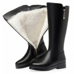 Naiste K&otilde;rged Saapad Talv Ehtne Nahk Naiste Pikad Saapad Villane Soe Rhinestone Mood Naiste Mootorrattasaapad 39