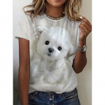 Naiste 3D Koerte Kassi Prindiga T-s&auml;rk Mood Naiste T-s&auml;rgid Topid Harujuku Kawaii Suurem&otilde;&otilde;tmeline Suvine O-kaelusega Top Naiste R&otilde;ivad L