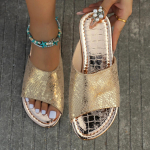 Naiste sussid Uued suvised serpertiiniga lamedad pl&auml;tud Naiste mood Vabaaja rannasussid Suur suurus 43 Zapatos Mujer 36 must