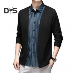 Meeste s&auml;rk v&otilde;lts kaheosaline kardigan, alla keeratav krae, &uuml;herealine triibuline pikkade varrukatega, v&auml;rviga sobiv kootud pidulik &auml;ristiilis topp M sinine