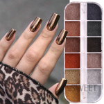 12 Colors Metallic Powder Nail Pigment Holographic Mirror Metal fine Rubbing On Nail Dust Glitter UV Gel Polish Nail Decoration