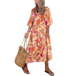 S&uuml;gisene uus suures suuruses geomeetriline kollaaž varrukatega kleit naistele S punane