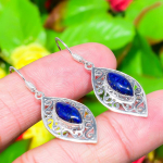 Natural Lapis Lazuli Gemstone 925 Sterling Silver Gift Earring 1.73 o3u68