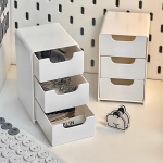 Lihtne 3-kihiline sahtliga lauaarvuti mini hoiukast Mitmefunktsionaalne ehete kirjatarvete hoiukarp K&auml;sitsi valmistatud osade korraldaja 1PC