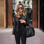 Naiste jalgrattamantel PU-nahast v&auml;lisriided t&otilde;mblukuga riietus kevad-s&uuml;gis naistemood l&uuml;hike &otilde;huke naiste jope 2025 S must