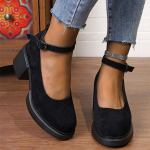 Suede platvormiga naiste Mary Jane kingad Madalad k&otilde;rged kontsad Pumbad S&uuml;gisene mood Uued pandlaga kingad 2024 Kleidipeo Mujer Zapatos 36 must