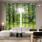 2PC k&otilde;rged pimendavad perforeeritud kardinad, kahepoolne matt, magamistuba, r&otilde;du, elutuba, p&auml;ikeseline mets ja looduslik haljasala 150x166cm&Grommet Top