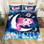 Multikas Axolotl Tekikate Lastele Poistele T&uuml;drukutele Axolotl Ranniku Mereeluga Teemaline Voodipesu Magamistoa Kaunistus Kuninganna Suurus 135x200cm 2pcs pink
