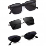 Sheomy Unisex Combo pakkumine 3 tooni prillidega ruudukujulised p&auml;ikeseprillid ristk&uuml;lik retro vintage kitsad naised::Mehed , CS-KK53-OT1T