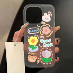 Mobiiltelefoni&uuml;mbrised iPhone 11 13 15 Pro Max 12 14 Pro Max &uuml;mbrisele iPhone 16 15 Plus 13 Pro 12 j&auml;&auml;tunud tekstuuriga maalitud koomiksililled iPhone 11 valge