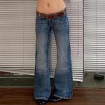 American Retro High Street v&uuml;rtsikad t&uuml;drukud madala v&ouml;&ouml;kohaga teksad Naiste vintage Y2k Harajuku kottis, &otilde;hukesed teksap&uuml;ksid S sinine