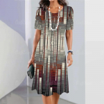 Suvised naisteriided l&uuml;hikeste varrukatega kleidid ebakorrap&auml;raselt prinditud pikk kleit 3d retro stiilis naisteriided lahtised &uuml;mara kaelusega pullover XL