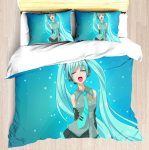 Hatsune Miku Anime Tekikate Komplekt Mugav Tr&uuml;kitud Multikas Kaksiksuuruses Voodipesu Komplektid J&otilde;ulukingitused 3-osaline 135x200cm