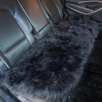 KAWOSEN 100% naturaalse karvaga Austraalia lambanahast autode istmekatted, universaalne villane autode istmepadi, talvine soe istmekate SWSC02 1x Black Rear Seat
