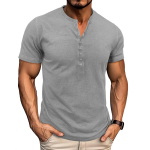 Meeste l&uuml;hikeste varrukatega Henley s&auml;rgid Suvine n&ouml;&ouml;biga T-s&auml;rgid Casual Basic Tee Soild T-s&auml;rgid Pehmed Mugavad topid Klassikaline sportlik Fit T-s&auml;rk meestele XL helehall v&auml;rv