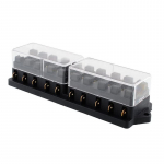 10-way 12V-32V vooluahela ATC/ATO labanoaga kaitsmekarp plokk kaitsmepesa 5A 10A 15A 20A kaitsmetega ja klambriga mere-, auto- jaoks must
