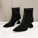 Uued Madalad Kevad-S&uuml;gis Naiste Pahkluusaapad Punk Terava Ninaga Unqie Kontsad Disainer K&otilde;rged Kontsad Daamide L&uuml;hikesed Saapad Tagant Lukuga 35