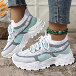 Naiste v&auml;rviplokiga kootud tossud Stiilsed hingavad madala s&auml;&auml;rega jooksujalatsid, Mugavad vabaaja spordijalatsid Pluss suurus 37 roheline