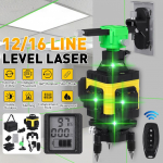 12/16 rida 4D lasertaseme roheline tuli digitaalne isetasanduv 360&deg; p&ouml;&ouml;rdm&otilde;&otilde;tur 6000mah akuga 12Lines