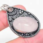 Rose Quartz Handmade 925 Sterling Silver Jewelry Pendant 1.93 b4b56