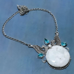 Rainbow Moonstone, Topaz 925 Sterling Silver Jewelry Necklace 18 l9o54