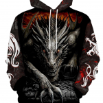 Suures suuruses meeste draakoni kapuutsiga pol&uuml;esterpullover, n&ouml;&ouml;riga kapuutsiga dressipluus, pikkade varrukatega 3D-prindiga vabaaja moer&otilde;ivad XL