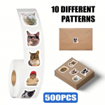 500 lehte/rull Naljakas kassi ilme kleebiste pakend: Dekoratiivne teip k&auml;siraamatute, &uuml;mbrike ja meisterdamise jaoks