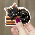 Must kass magab raamatutel prinditav kleebis png, inspireeriv kleebis png, Raamatus&otilde;prade kingitused, Kindle'i kleebised, Kassis&otilde;brad, Kevadlilled 5PC