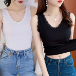 Seksikas V-kaelusega pitsiline naiste topp, korea stiilis &otilde;huke soonik, ideaalne kihistamiseks v&otilde;i &uuml;ksi kandmiseks kevadel ja suvel L