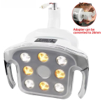 8 LED Pirniga Hambaravi Suu Lamp Hambaarsti Operatsioonivalgusti Reguleeritava V&auml;rvitemperatuuri ja Sensorl&uuml;litiga Suuv&auml;li Hambaravitooli jaoks 26mm valge