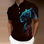 Loomade meeste polos&auml;rk 3D Wolf&Eagle Print Kvaliteetsed meester&otilde;ivad Suvine vabaaja l&uuml;hikeste varrukatega avara s&auml;rgi topsid Tee 6XL