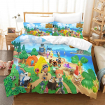 Animal Crossing Voodipesukomplekt Joonisfilm M&auml;ng 3D Tekikottide Komplektid &Uuml;heinimesevoodi T&auml;issuuruses Kuninganna Kuningsuuruses Padjap&uuml;&uuml;r lastele Kingitus Kodu Dekoratsioon Au Double 180x210cm